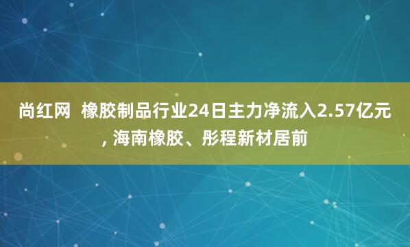 尚红网 橡胶制品行业24日主力净流入2.57亿元, 海南橡胶、彤程新材居前